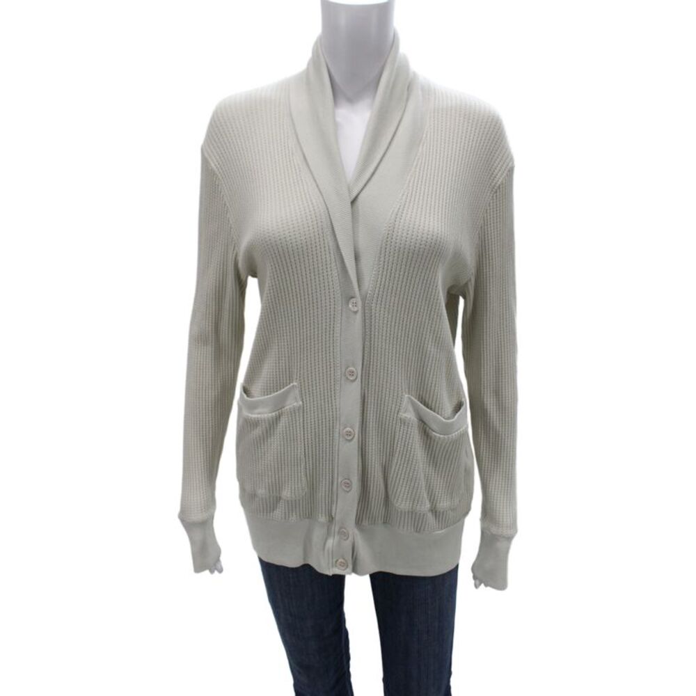 Stateside Unisex V-Neck Button Cardigan Beige Long Sleeve Size S